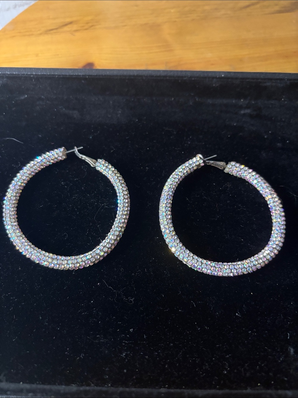 2” Aurora Crystal Hoop Earrings - Iridescent Sparkle